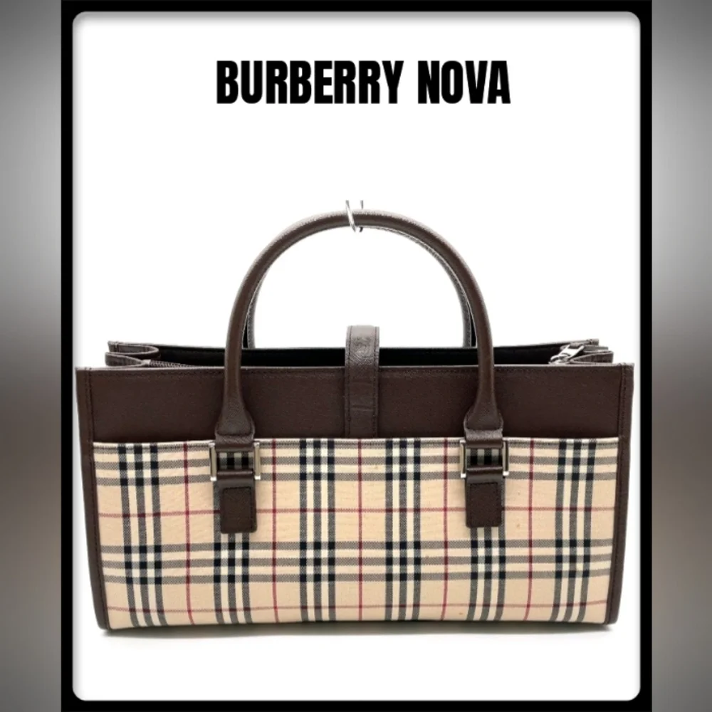 SALE! Authentic Burberry Nova Check Leather Beige/Brown Handbag W/DB - Picture 3 of 14